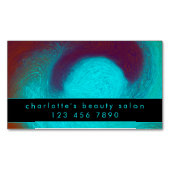 Turquoise Unique Modern Cool Hair Nail Salon マグネット名刺 (正面)