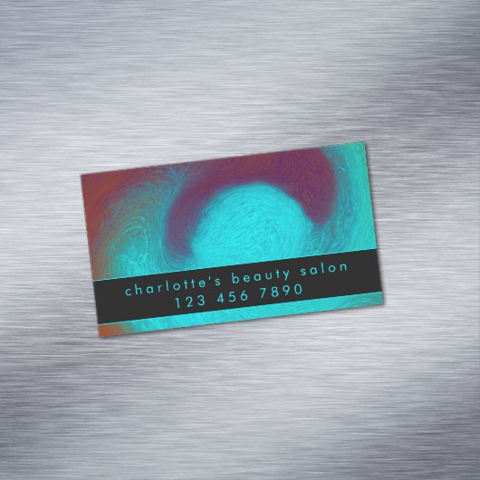 Turquoise Unique Modern Cool Hair Nail Salon マグネット名刺 (インサイチュ)