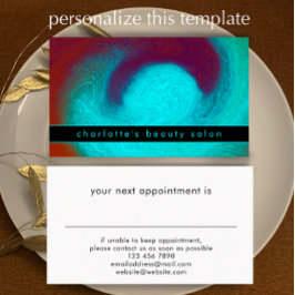 Turquoise Unique Modern Cool Hair Nail Salon 予約カード