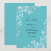 Turquoise Vivacious Coastal Wedding 招待状 (正面/裏面)
