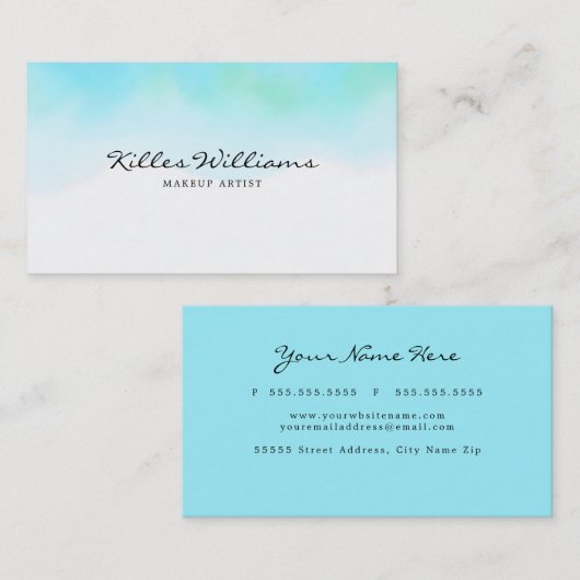 Turquoise Watercolor 名刺 (正面/裏面)
