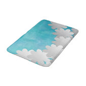 Turquoise Watercolor and White Flowers バスマット (アングル)