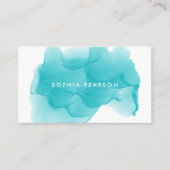 Turquoise Watercolor Blot Business Card 名刺 (正面)