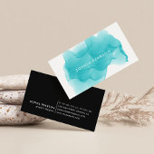 Turquoise Watercolor Blot Business Card 名刺