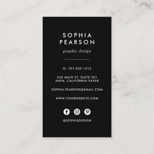 Turquoise Watercolor Blot | Vertical Social Media 名刺 (裏面)