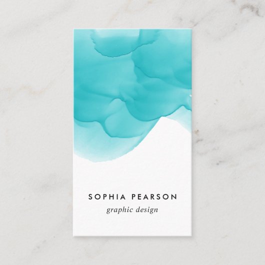 Turquoise Watercolor Blot | Vertical Social Media 名刺 (正面)