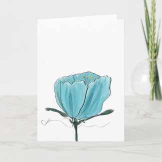 Turquoise Watercolor Flower Card カード