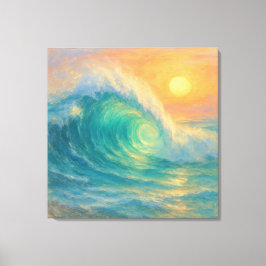 Turquoise Wave - Pastel Painting Style Art キャンバスプリント