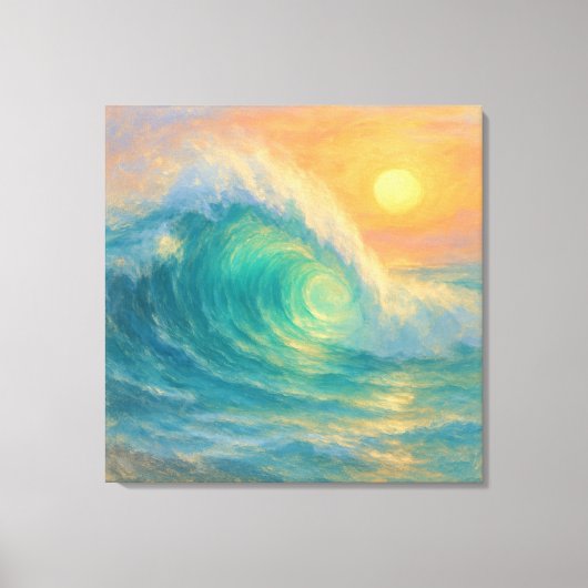 Turquoise Wave - Pastel Painting Style Art キャンバスプリント (正面)