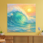 Turquoise Wave - Pastel Painting Style Art キャンバスプリント (インサイチュ (リビング))