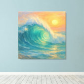 Turquoise Wave - Pastel Painting Style Art キャンバスプリント (インサイチュ (ウッドフロア))