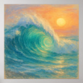 Turquoise Wave - Pastel Painting Style Art ポスター (正面)