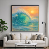 Turquoise Wave - Pastel Painting Style Art ポスター