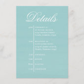 Turquoise Wedding Timeline Details Simple RSVP エンクロージャーカード (正面)
