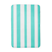 Turquoise White Beachy Summer Stripes バスマット (正面縦)