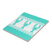 Turquoise White Coastal Lobster Stripes タイル (側面)