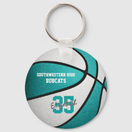 turquoise white girls basketball sports gifts キーホルダー