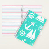 Turquoise White Nautical Coastal Boating ノートブック (内側)