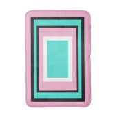 Turquoise White Pink Black Geometric バスマット (正面縦)