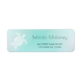 Turquoise White Turtle Coastal ラベル (正面)