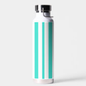 Turquoise White Vertical Cabana Stripes ウォーターボトル (左面)