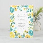 Turquoise Yellow Breezy Summer Wedding 招待状 (スタンド正面)