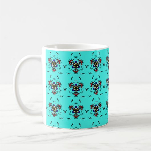 Turquoise Zen Mandala コーヒーマグカップ (左)