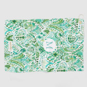 」TURTに緑の水のウミガメを種族に得るカスタム ゴルフタオル (横)