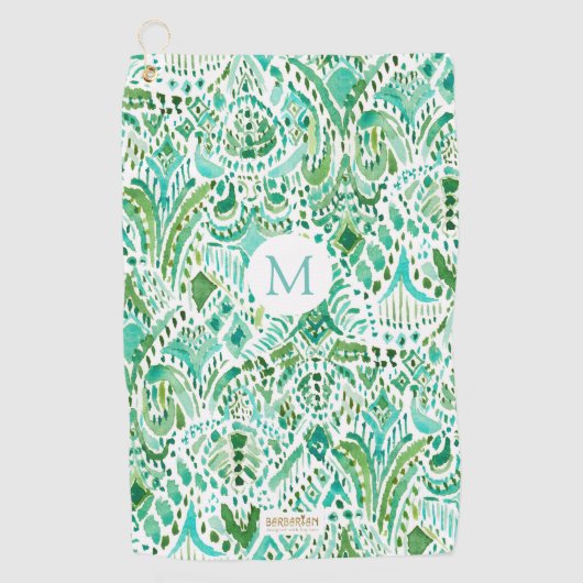 」TURTに緑の水のウミガメを種族に得るカスタム ゴルフタオル (正面)