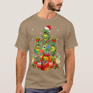 Turtleとサンタハットツリーライトクリスマスライトクリス Tシャツ