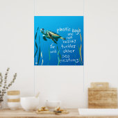 Turtleエコポスター(プラスチックバッグは健康ではない) ポスター (キッチン)