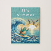 TurtleサーフィンFlexible Photo Kidsパズルwith Gif ジグソーパズル (縦)