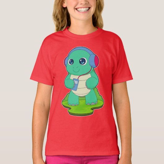 Turtleミュージシャンヘッドフォン音楽 Tシャツ (正面)