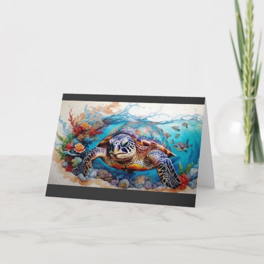 Turtle art / Schildkröte Kunst サンキューカード (正面)