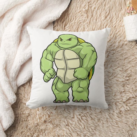 Turtle as Bodybuilderと6パック クッション (ブランケット)