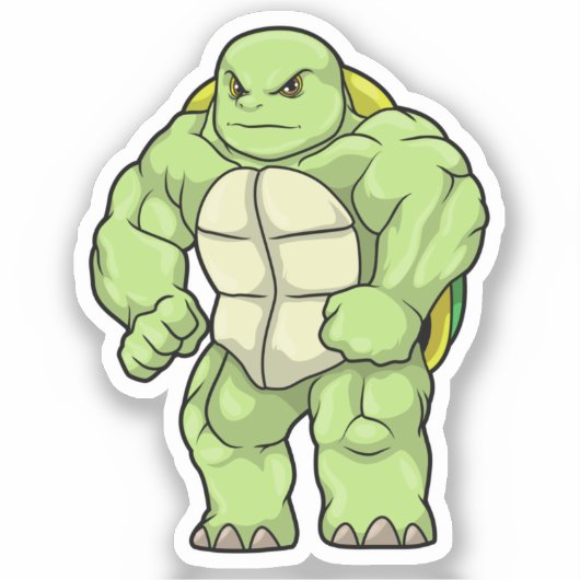 Turtle as Bodybuilderと6パック シール (正面)