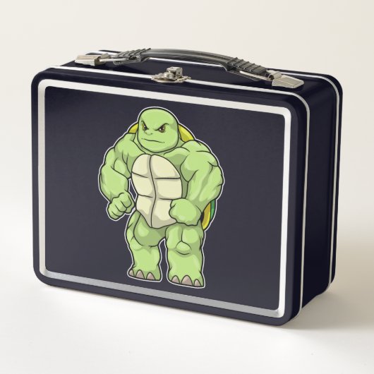 Turtle as Bodybuilderと6パック メタルランチボックス (正面)