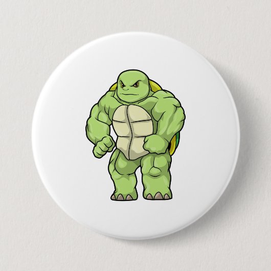 Turtle as Bodybuilderと6パック 缶バッジ (正面)