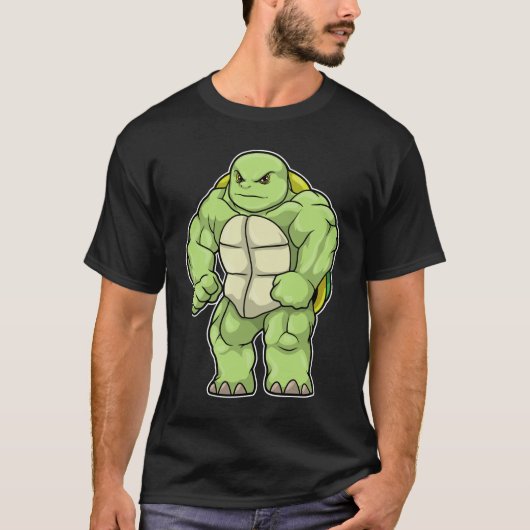 Turtle as Bodybuilderと6パック Tシャツ (正面)