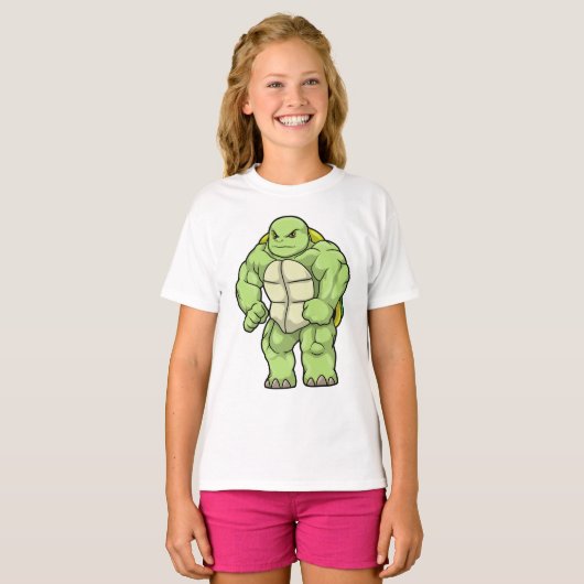 Turtle as Bodybuilderと6パック Tシャツ (正面フル)