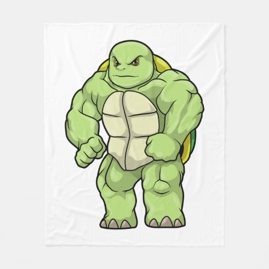 Turtle as Bodybuilder with Six pack フリースブランケット (正面)