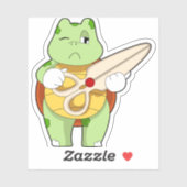 Turtle As Hairdresser With Scissors シール (シート)