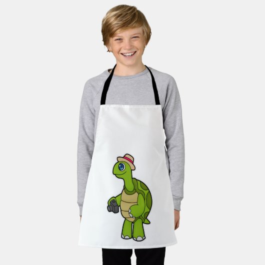 Turtle as Photographer with Camera エプロン (着用した状態)