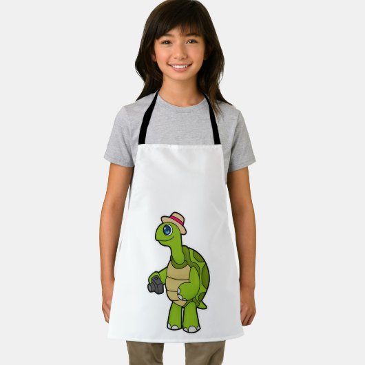 Turtle as Photographer with Camera エプロン (インサイチュ)