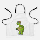 Turtle as Photographer with Camera エプロン (正面)