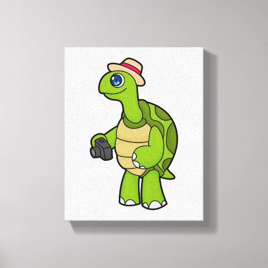 Turtle as Photographer with Camera キャンバスプリント (正面)