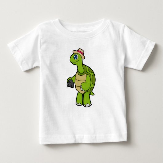 Turtle as Photographer with Camera ベビーTシャツ (正面)