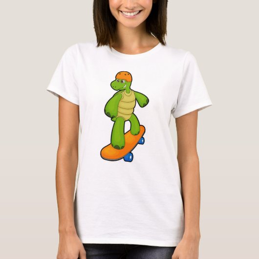 Turtle as Skateboarder with Skateboard & Helmet Tシャツ (正面)