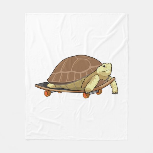 Turtle as Skater with Skateboard フリースブランケット (正面)