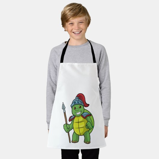 Turtle as Warrior with Spear & Helmet エプロン (着用した状態)